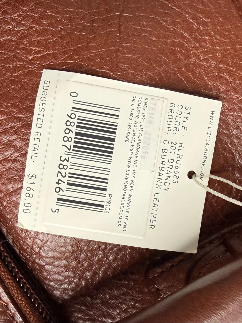 Liz Claiborne Classic Brown Leather Tote Bag - HLRU6683